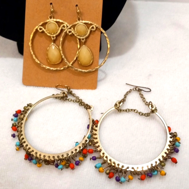 Two Pair Of Gold Tone Earrings